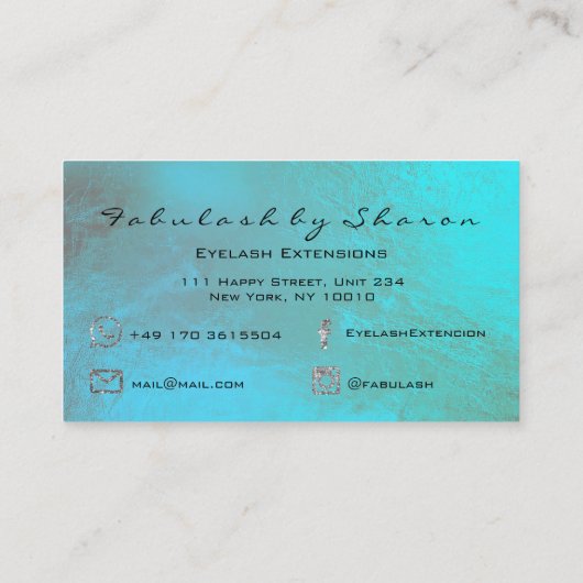 Makeup Artist Eyebrow Lashes Extension Ocean Blue Visitekaartje (Achterkant)