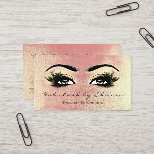 Makeup Artist Eyebrow Lashes Extension Peach Gold Visitekaartje (Voorkant / Achterkant in situ)