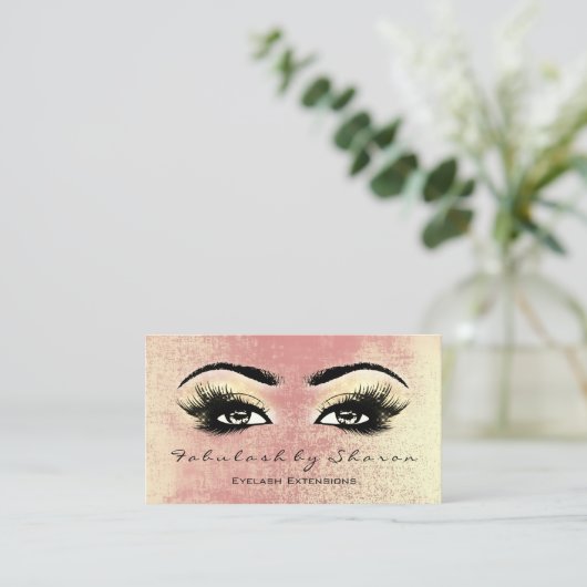 Makeup Artist Eyebrow Lashes Extension Peach Gold Visitekaartje (Staand voorkant)