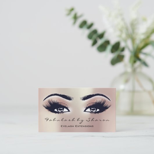 Makeup Artist Eyebrow Lashes Extension Pink Peach Visitekaartje (Staand voorkant)