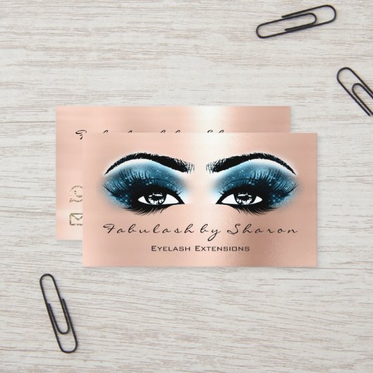 Makeup Artist Eyebrow Lashes Extension Roos Blue Visitekaartje (Voorkant / Achterkant in situ)