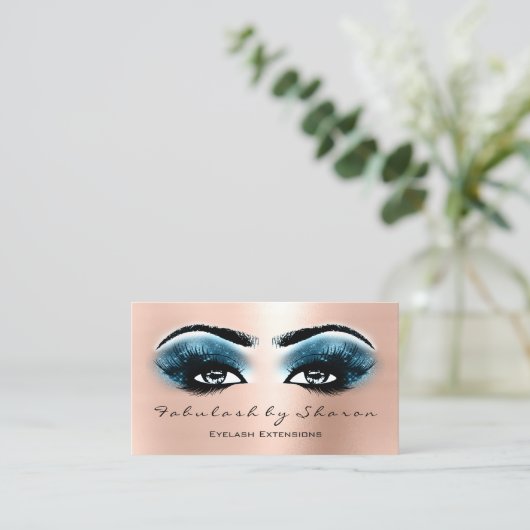 Makeup Artist Eyebrow Lashes Extension Roos Blue Visitekaartje (Staand voorkant)