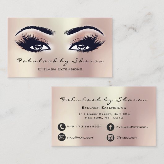 Makeup Artist Eyebrow Lashes Extension Roos Pearl Visitekaartje (Voorkant / Achterkant)