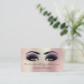 Makeup Artist Eyebrow Lashes Extension Roze Violet Visitekaartje (Staand voorkant)