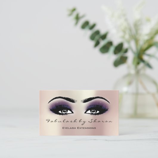 Makeup Artist Eyebrow Lashes Extension Roze Violet Visitekaartje (Staand voorkant)