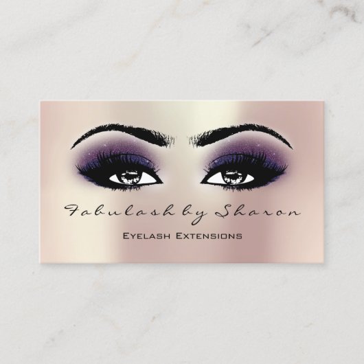 Makeup Artist Eyebrow Lashes Extension Roze Violet Visitekaartje (Voorkant)