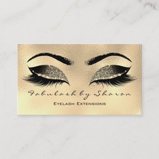 Makeup Artist Eyebrow Lashes Gold Glitter Waxing Visitekaartje (Voorkant)