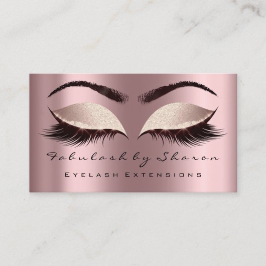 Makeup Artist Eyebrow Lashes Social Glitter Roos Visitekaartje (Voorkant)