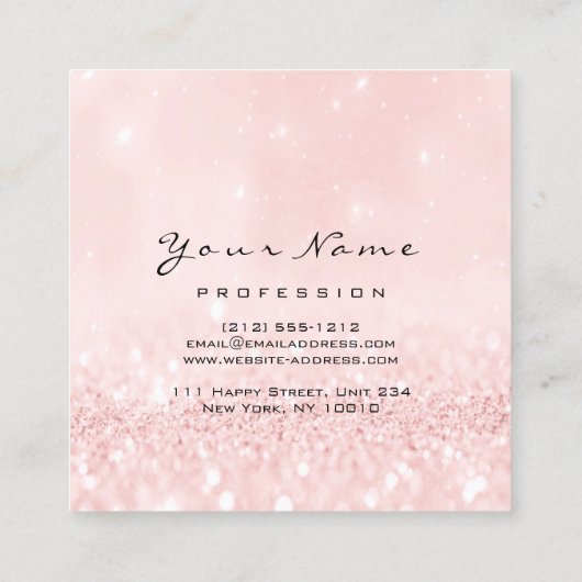 Makeup Artist Eyebrow Ooglak Glitter Roze Powder Vierkante Visitekaartje (Achterkant)