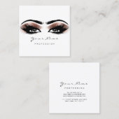 Makeup Artist Eyebrow Roos Lashes White Square Vierkante Visitekaartje (Voorkant / Achterkant)