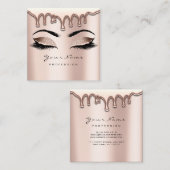 Makeup Artist Eyebrow Wax Lash Glitter Pink Square Vierkante Visitekaartje (Voorkant / Achterkant)