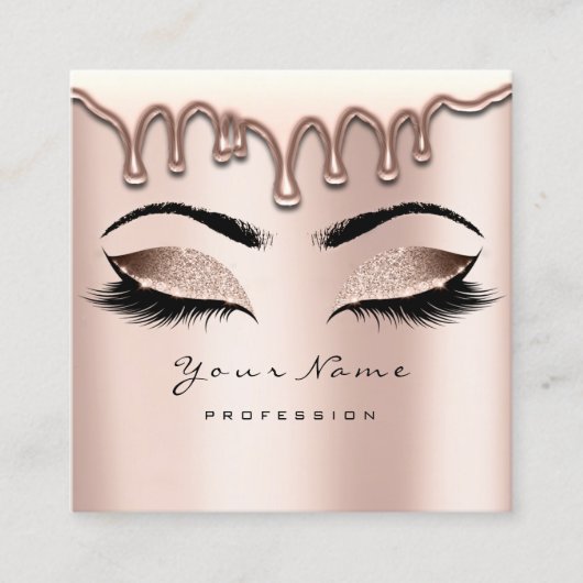 Makeup Artist Eyebrow Wax Lash Glitter Pink Square Vierkante Visitekaartje (Voorkant)