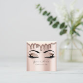 Makeup Artist Eyebrow Wax Lash Glitter Pink Square Vierkante Visitekaartje (Staand voorkant)