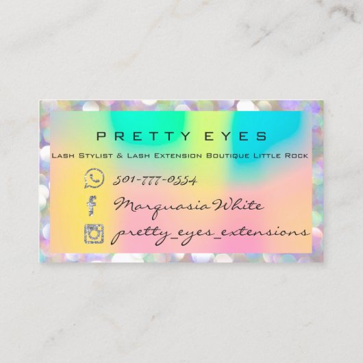 Makeup Artist Eyebrows Lash Bokeh Holograaf Logo Visitekaartje (Achterkant)