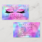 Makeup Artist Eyebrows Lash Holograaf Roze Drives Visitekaartje (Voorkant / Achterkant)
