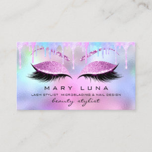 Makeup Artist Eyebrows Lash Holographic PInk Visitekaartje