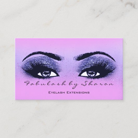 Makeup Artist Eyebrows Lash Pink Blue Navy Visitekaartje (Voorkant)