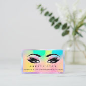 Makeup Artist Eyebrows Lash Pink Holograf Regenboo Visitekaartje (Staand voorkant)