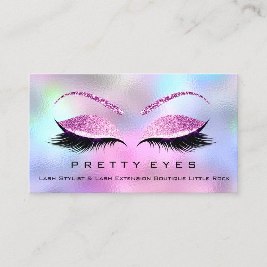 Makeup Artist Eyebrows Lash Pink Holografen Visitekaartje (Voorkant)