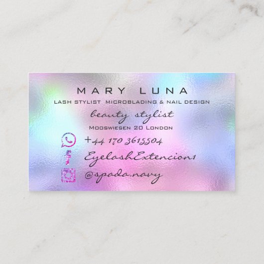 Makeup Artist Eyebrows Lashes Drijft roze Fuchsia Visitekaartje (Achterkant)