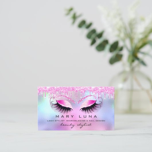 Makeup Artist Eyebrows Lashes Drijft roze Fuchsia Visitekaartje (Staand voorkant)