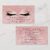 Makeup Artist Eyebrows Lashes Extensi Pink Glitter Visitekaartje (Voorkant / Achterkant)