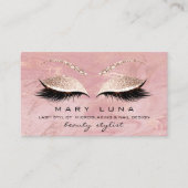 Makeup Artist Eyebrows Lashes Extensi Pink Glitter Visitekaartje (Voorkant)