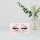 Makeup Artist Eyebrows Lashes Extensi Pink Glitter Visitekaartje (Staand voorkant)