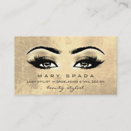 Makeup Artist Eyebrows Lashes Gold Esthetician Visitekaartje
