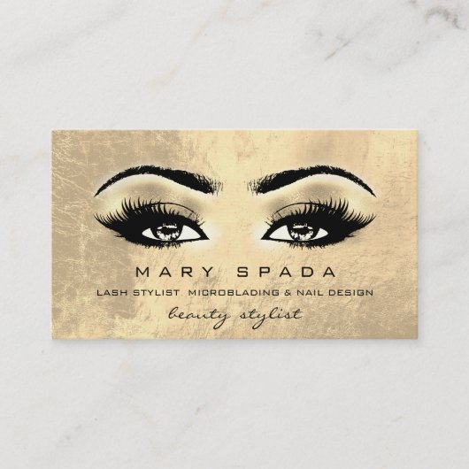 Makeup Artist Eyebrows Lashes Gold Esthetician Visitekaartje (Voorkant)
