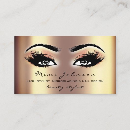 Makeup Artist Eyebrows Lashes Gold Esthetician Visitekaartje (Voorkant)