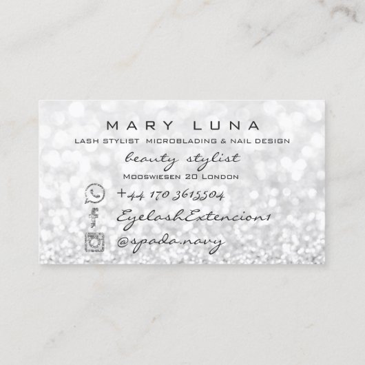 Makeup Artist Eyebrows Lashes Gray Silver Gray Lux Visitekaartje (Achterkant)