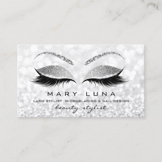 Makeup Artist Eyebrows Lashes Gray Silver Gray Lux Visitekaartje (Voorkant)