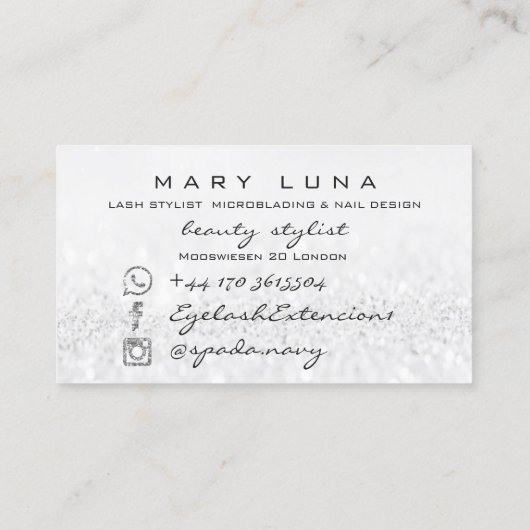 Makeup Artist Eyebrows Lashes Gray Silver Gray Visitekaartje (Achterkant)
