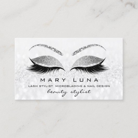 Makeup Artist Eyebrows Lashes Gray Silver Gray Visitekaartje (Voorkant)