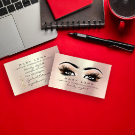Makeup Artist Eyebrows Lashes Peach Roos Gold Visitekaartje