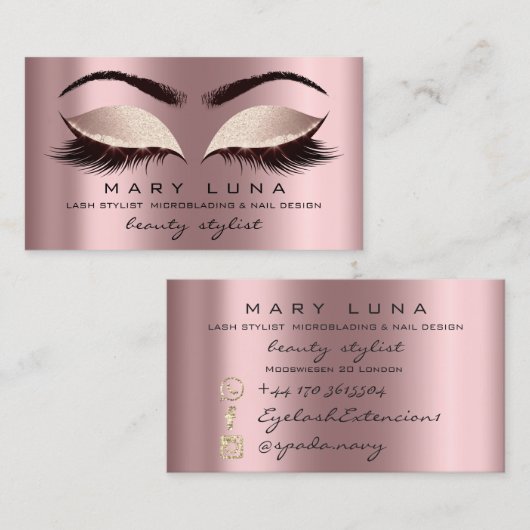 Makeup Artist Eyebrows Lashes Roos Social Visitekaartje (Voorkant / Achterkant)