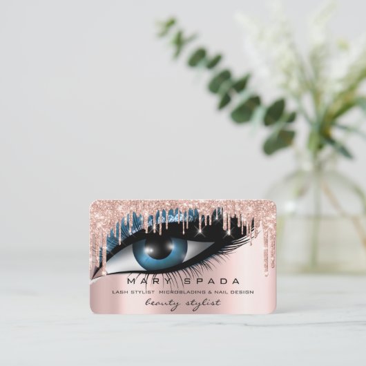 Makeup Artist Eyebrows Lashes Roze Glitter Brows Visitekaartje (Staand voorkant)