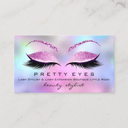 Makeup Artist Eyebrows Lashes Roze Holograaf Visitekaartje (Voorkant)