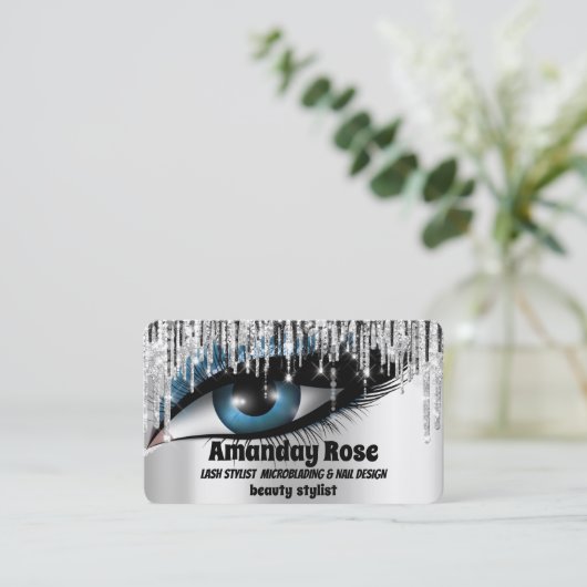 Makeup Artist Eyebrows Lashes Silver Drivers Visitekaartje (Staand voorkant)