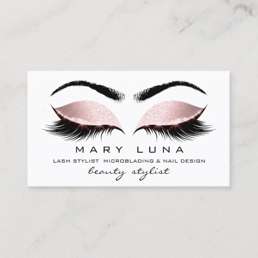 Makeup Artist Eyebrows Lashes White Rose Gold Visitekaartje (Voorkant)
