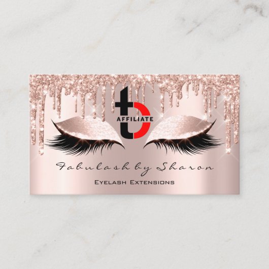 Makeup Artist Eyelash Aangesloten Logo Roos Visitekaartje (Voorkant)