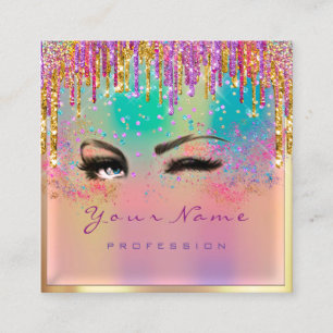 Makeup Artist Eyelash Brows Glitter Holograaf Vierkante Visitekaartje
