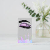 Makeup Artist Eyelash Brows Paarse roze Holograaf Visitekaartje (Staand voorkant)
