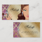 Makeup Artist Eyelash Brushes Cosmetology Roze g Visitekaartje (Voorkant / Achterkant)