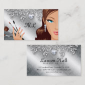 Makeup Artist Eyelash Brushes Cosmetology Silver Visitekaartje (Voorkant / Achterkant)