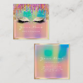 Makeup Artist Eyelash Drift Glitter Roze Holograaf Vierkante Visitekaartje (Voorkant / Achterkant)