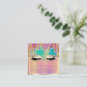 Makeup Artist Eyelash Drift Glitter Roze Holograaf Vierkante Visitekaartje (Staand voorkant)
