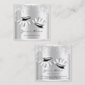 Makeup Artist Eyelash Extension Grey Drives Nails Vierkante Visitekaartje (Voorkant / Achterkant)