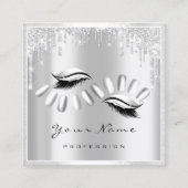 Makeup Artist Eyelash Extension Grey Drives Nails Vierkante Visitekaartje (Voorkant)
